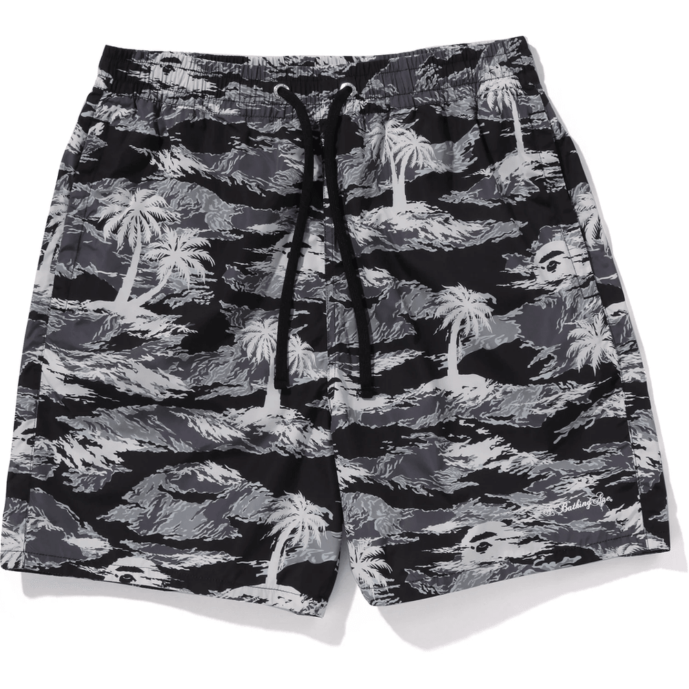 Bape PALM TREE CAMO RELAXED FIT BEACH SHORTS MENS Black