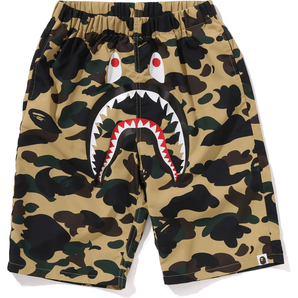 Bape 1ST CAMO SHARK BEACH SHORTS JR KIDS Yellow