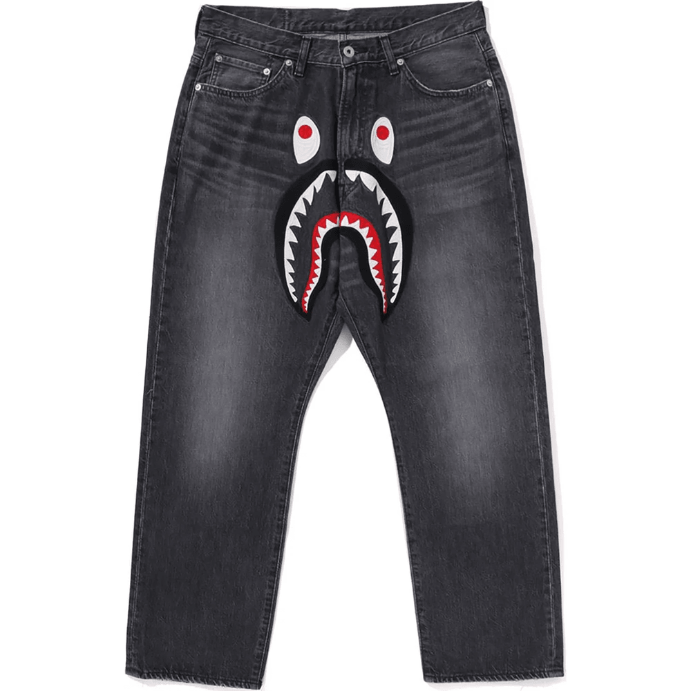 Bape SHARK LOOSE FIT 13 OZ DENIM PANTS MENS Black