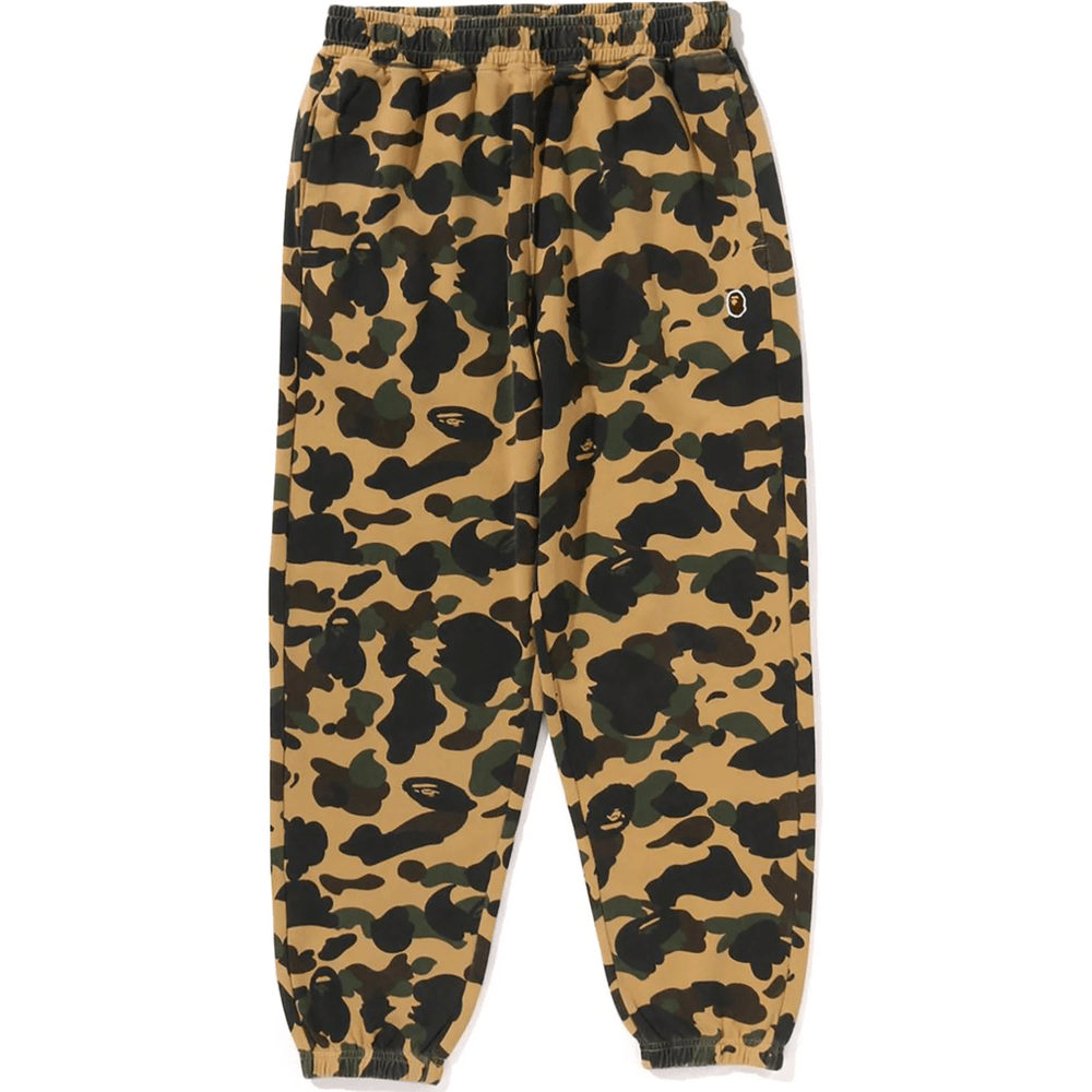 Bape 1st Camo Satu Titik Celana Sweat Fit Santai Pria Kuning