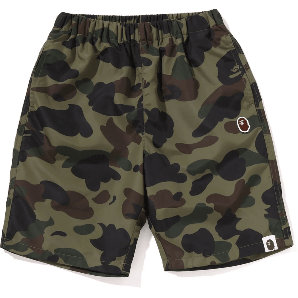Bape 1ST CAMO ONE POINT BEACH SHORTS KIDS Green