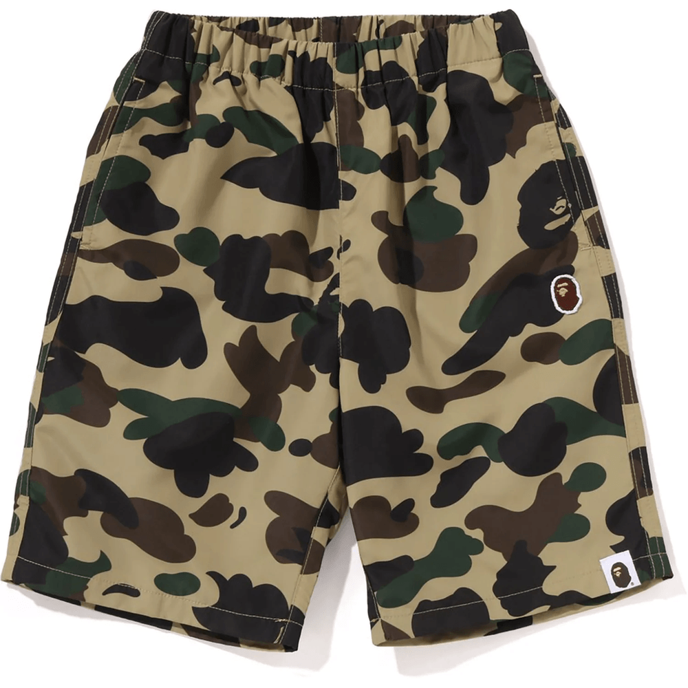 Bape 1ST CAMO ONE POINT BEACH SHORTS KIDS Yellow