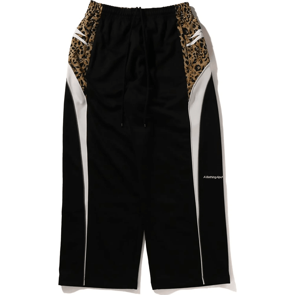 Bape WILD LEOPARD PATTERN OVERSIZED FIT TRACK PANTS MENS Black