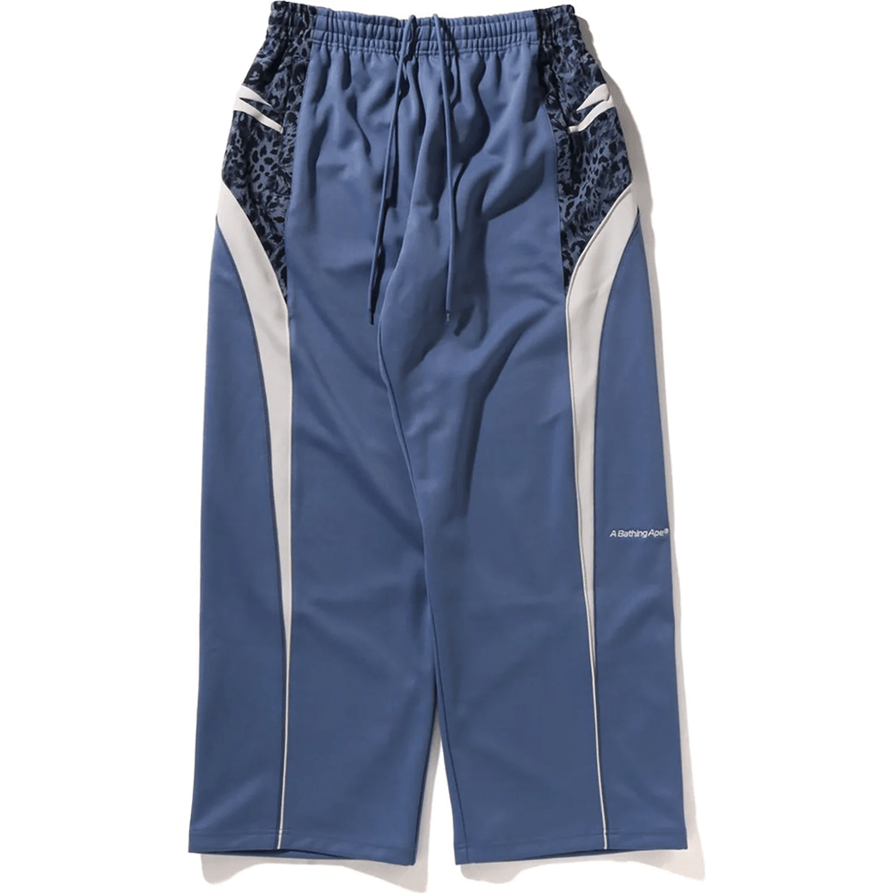 Bape WILD LEOPARD PATTERN OVERSIZED FIT TRACK PANTS MENS Navy