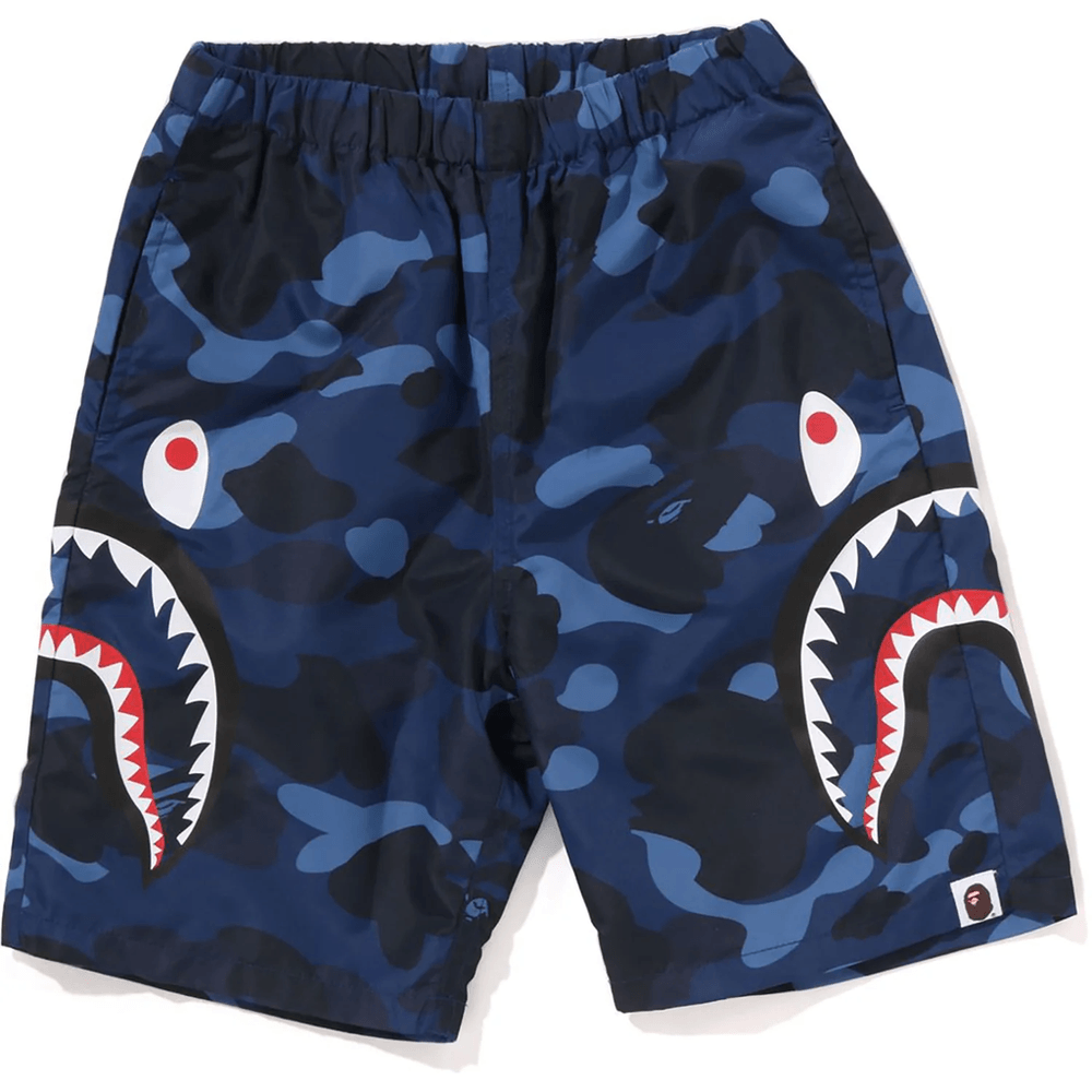 Bape COLOR CAMO SIDE SHARK BEACH SHORTS KIDS Navy
