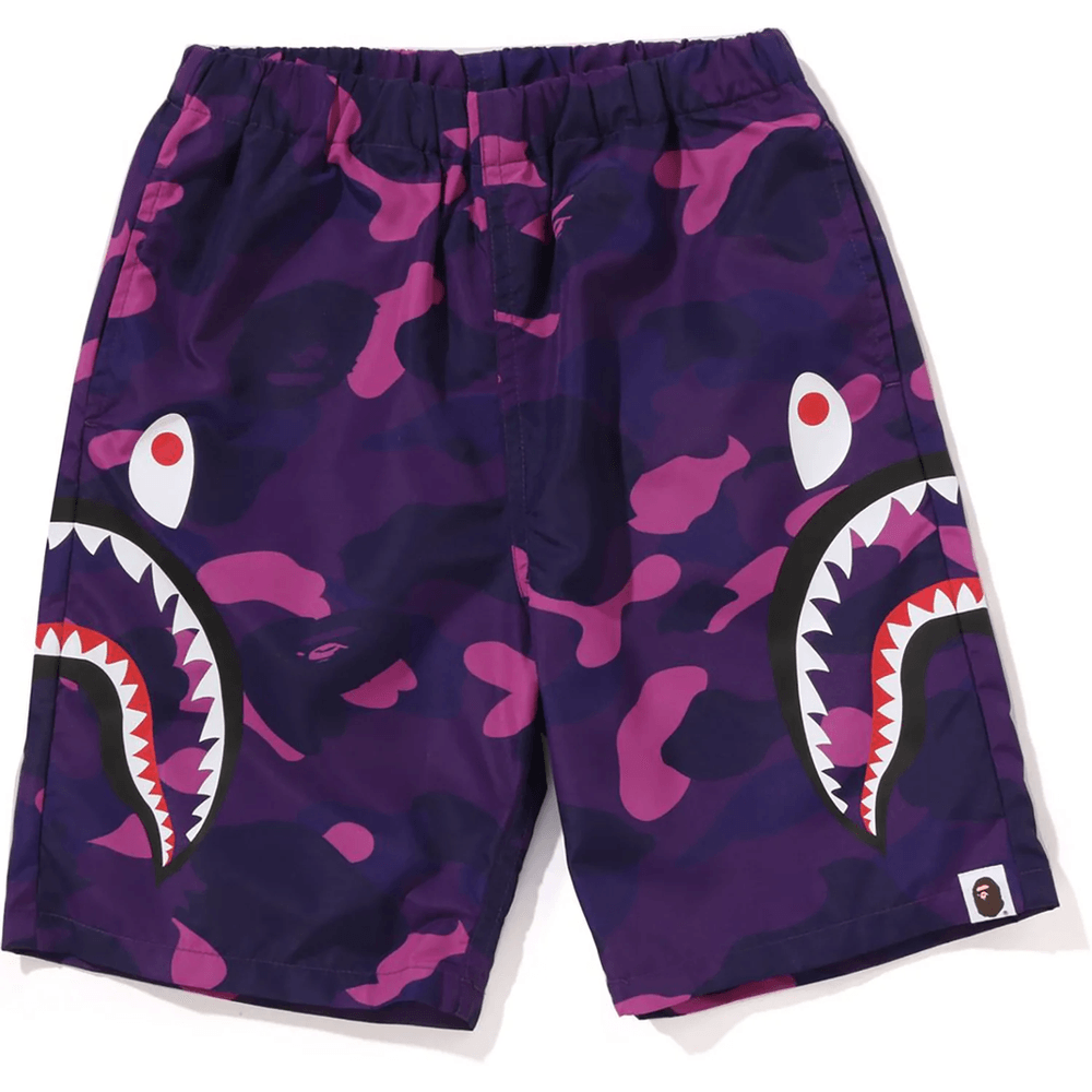Bape COLOR CAMO SIDE SHARK BEACH SHORTS KIDS Purple
