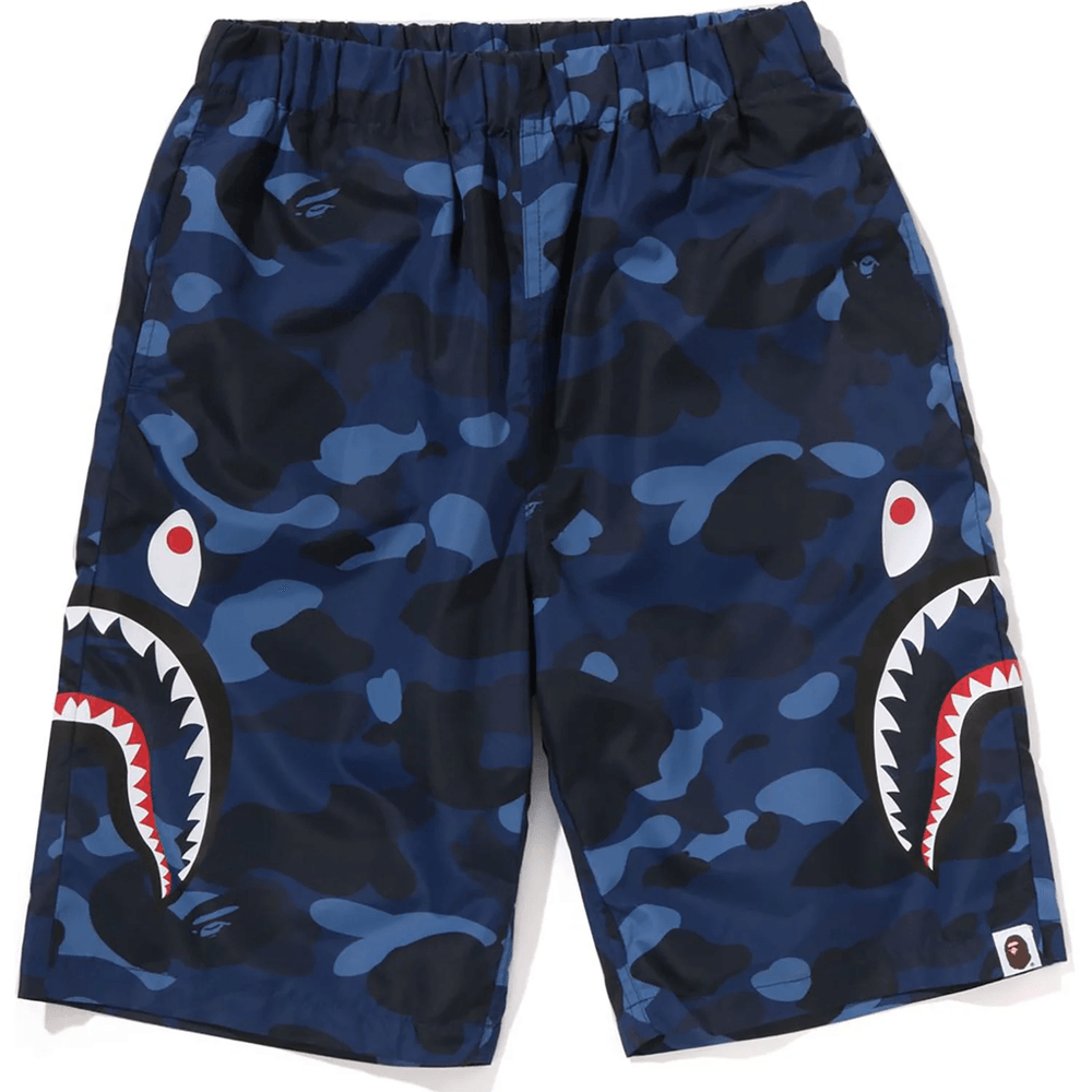 Bape COLOR CAMO SIDE SHARK BEACH SHORTS JR KIDS Navy