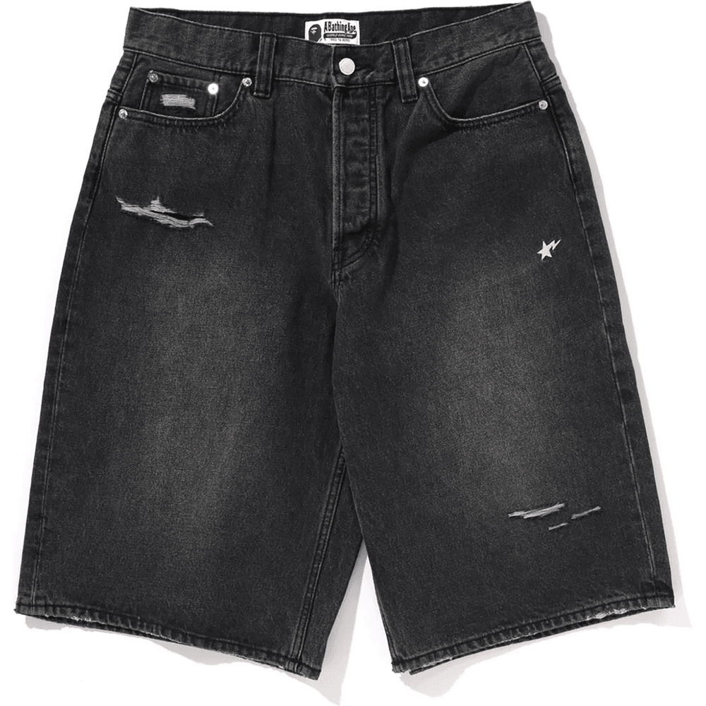Bape STA RELAXED FIT DENIM SHORTS MENS Black