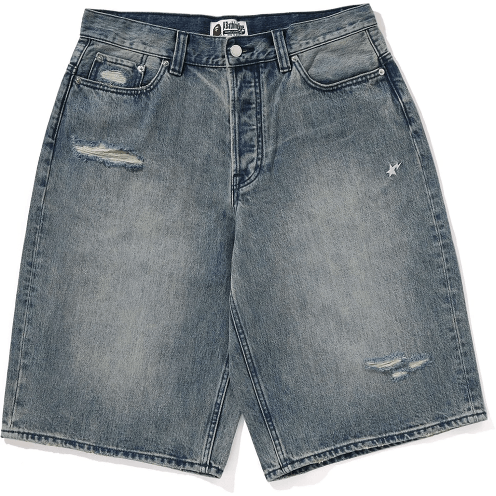 Bape STA RELAXED FIT DENIM SHORTS MENS Light Indigo
