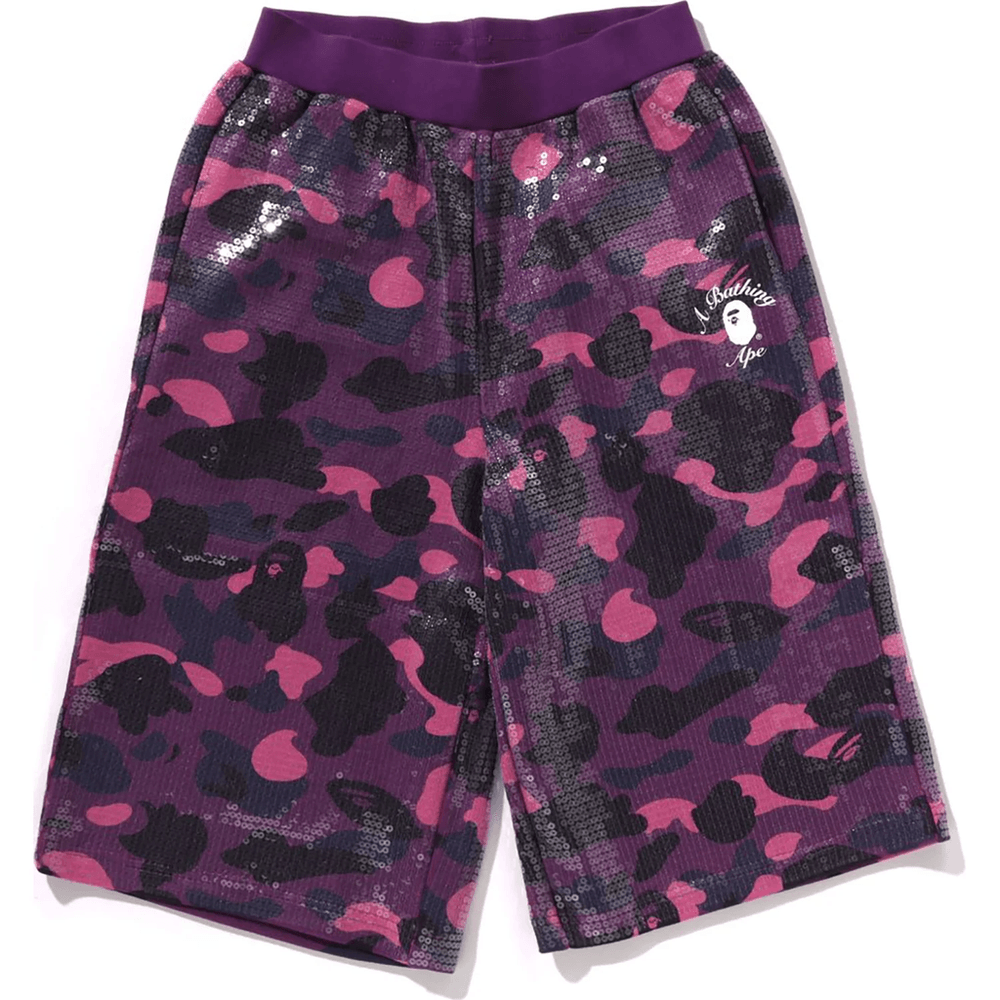 Bape Színű álcázó Majomfej Flitteres Rövidnadrág Hölgyeknek Lila