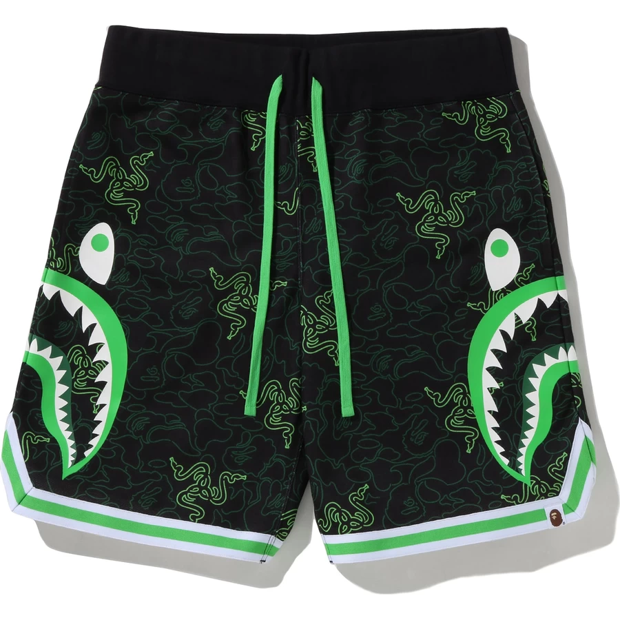 Bape Razer X A Bathing Ape, Pantaloncini Da Basket In Felpa Mimetica Neon Da Uomo