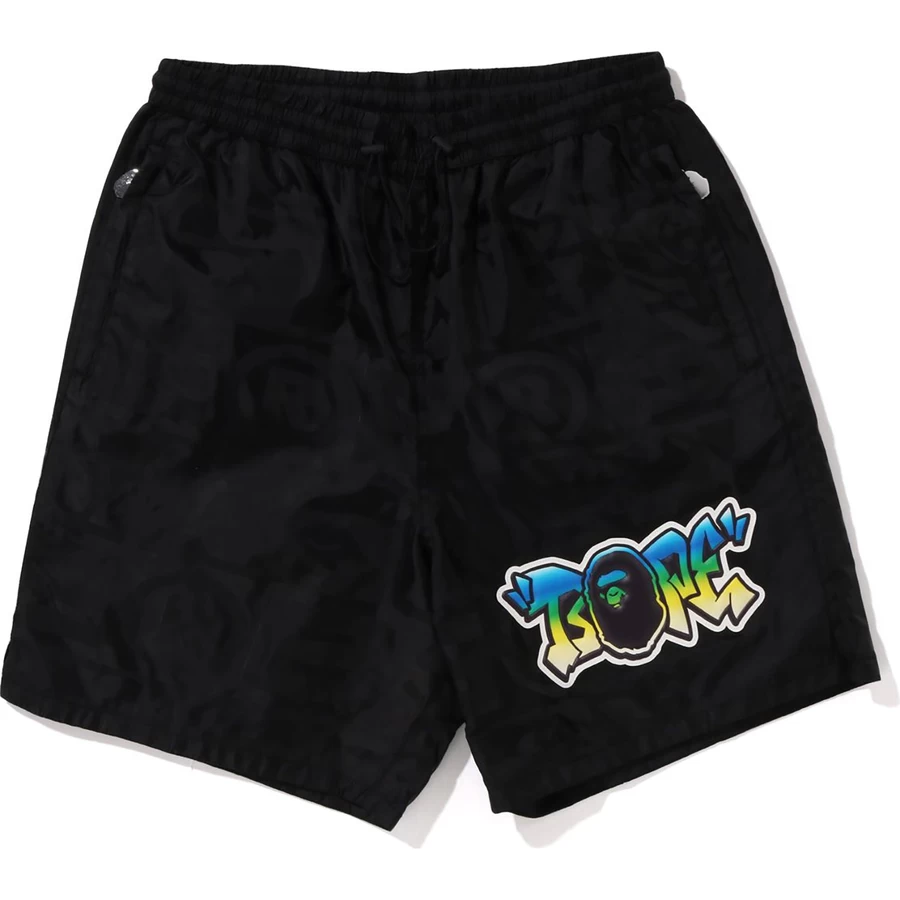 Pantalones Cortos De Nailon Jacquard Con Patrón Deportivo Bape Lux Para Hombre