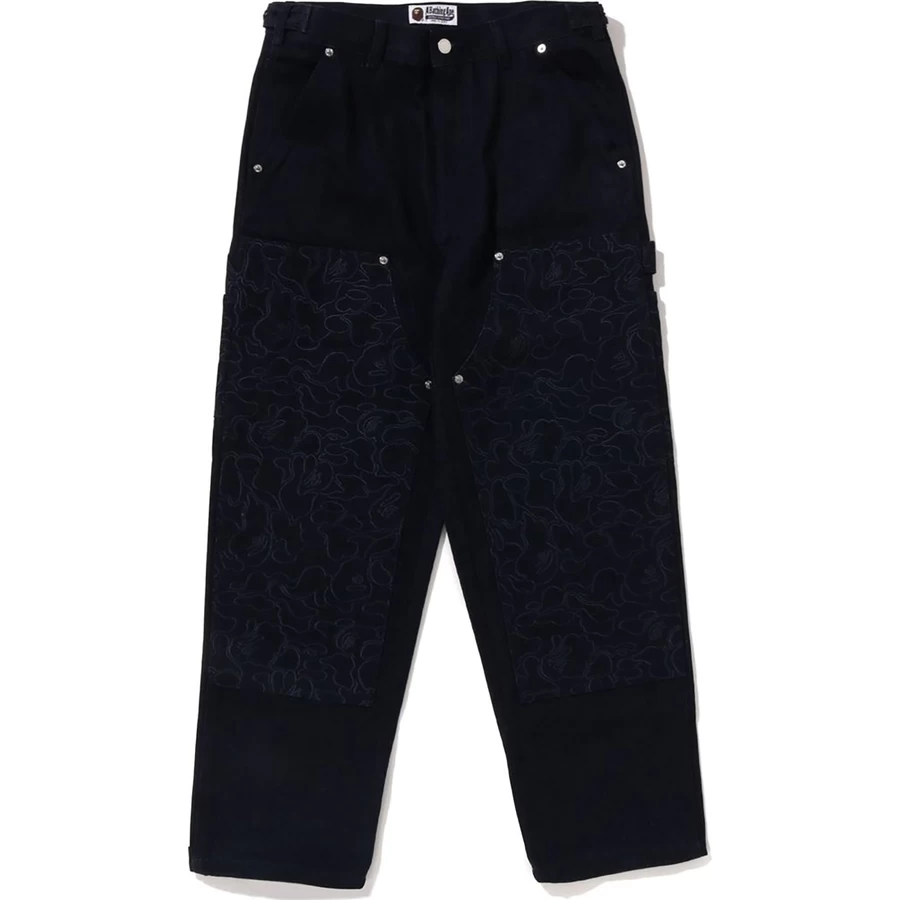 Bape LINE CAMO PATCH DENIM DOUBLE KNEE WORK PANTS MENS
