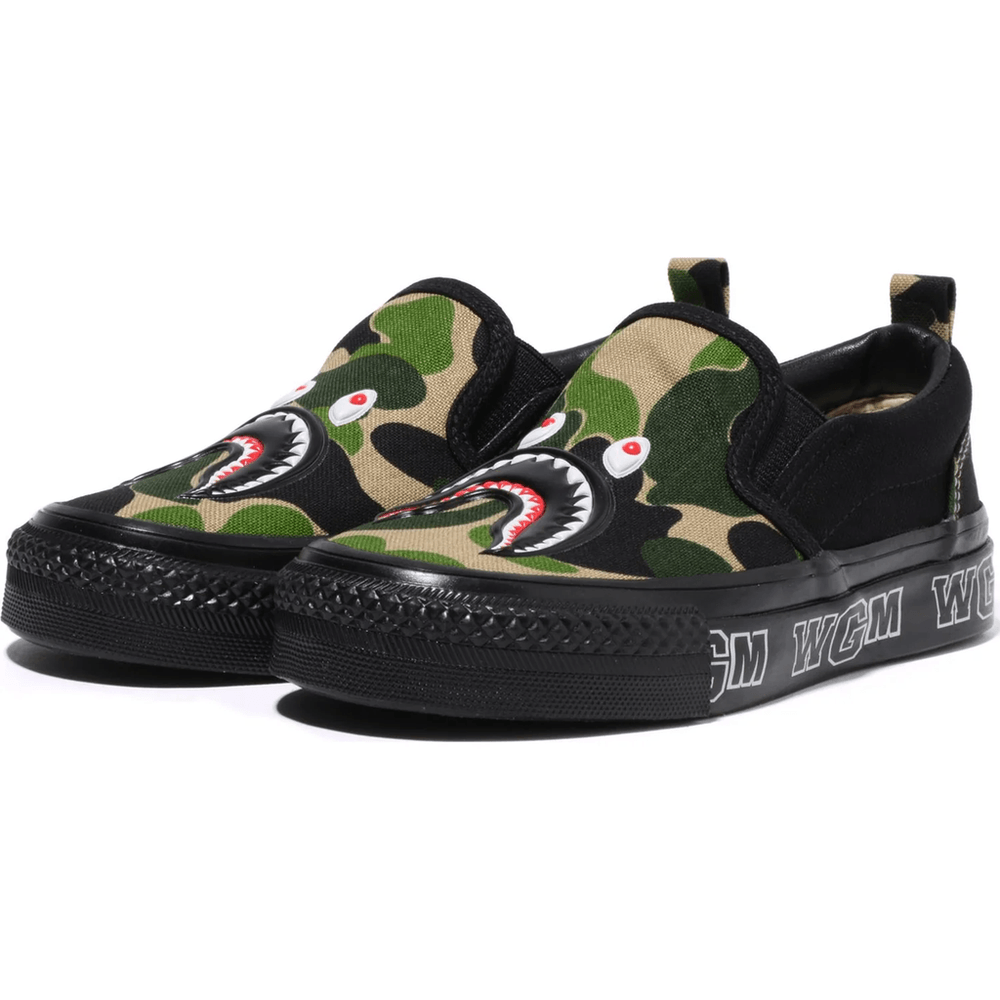 Bape ABC CAMO SHARK PATCH SLIP ON KIDS Green