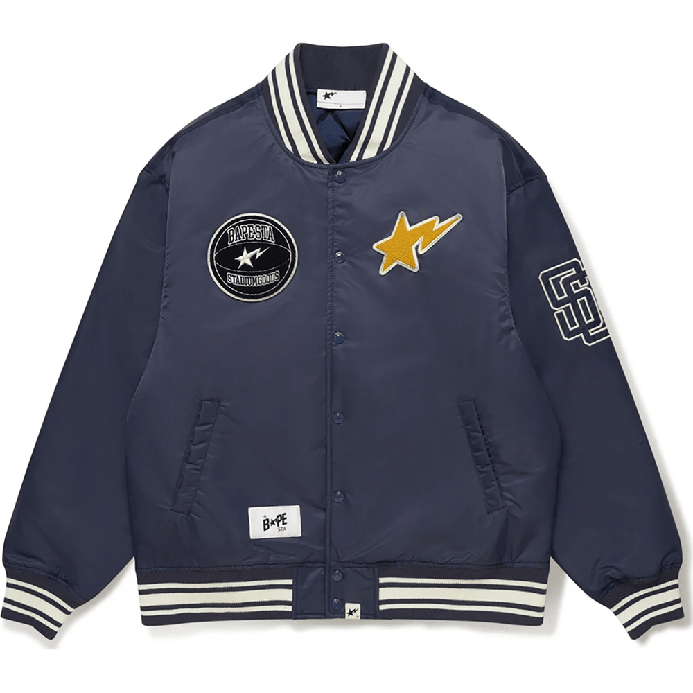 BAPE X STADIUM GOODS VARSITY JACKET MENS Navy