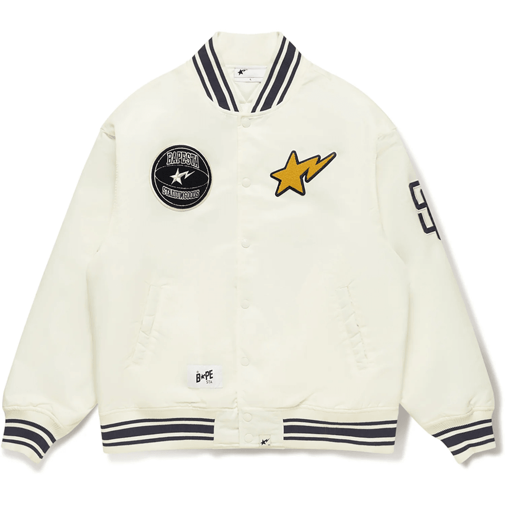 BAPE X STADIUM GOODS VARSITY JACKET MENS Ivory