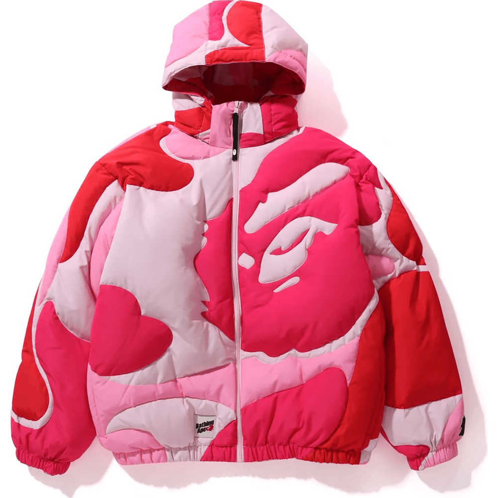 Bape MEGA ABC CAMO DETACHABLE HOODIE PUFFER DOWN JACKET MENS Pink