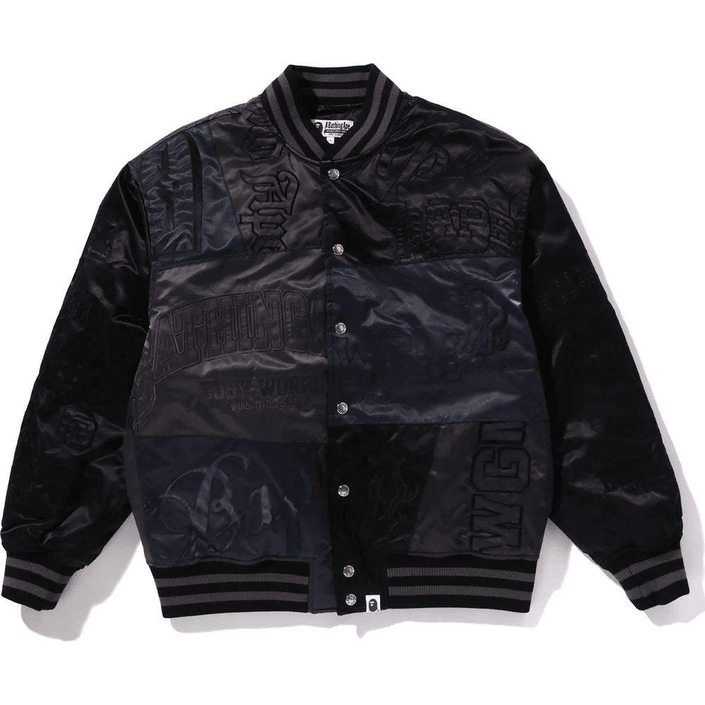 Bape PATCHWORK VARSITY JACKET MENS Black