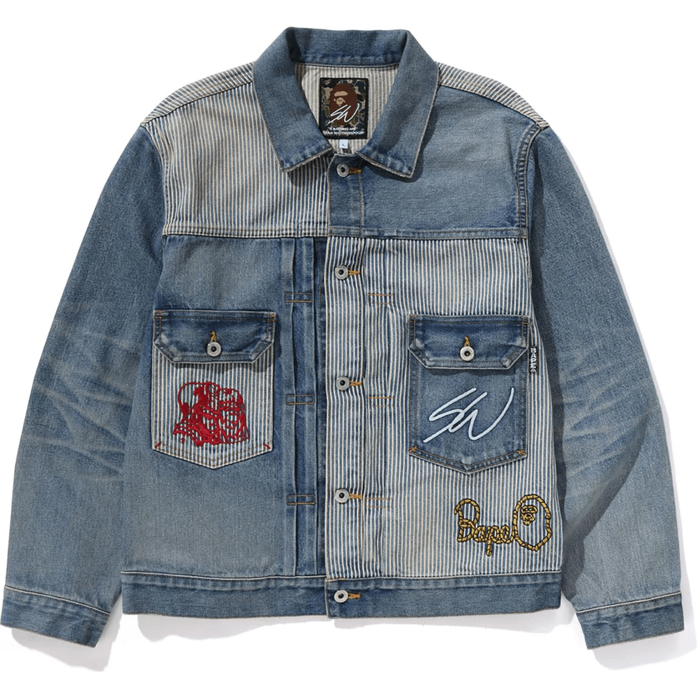 BAPE X SEAN WOTHERSPOON EMBROIDERY DENIM JACKET MENS Indigo