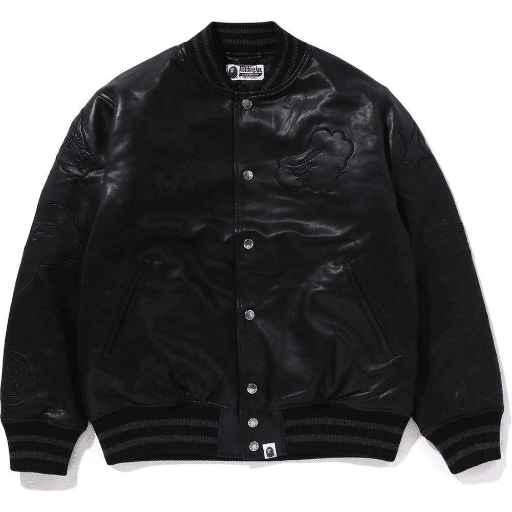 Bape MULTI LOGO VARSITY JACKET LADIES Black