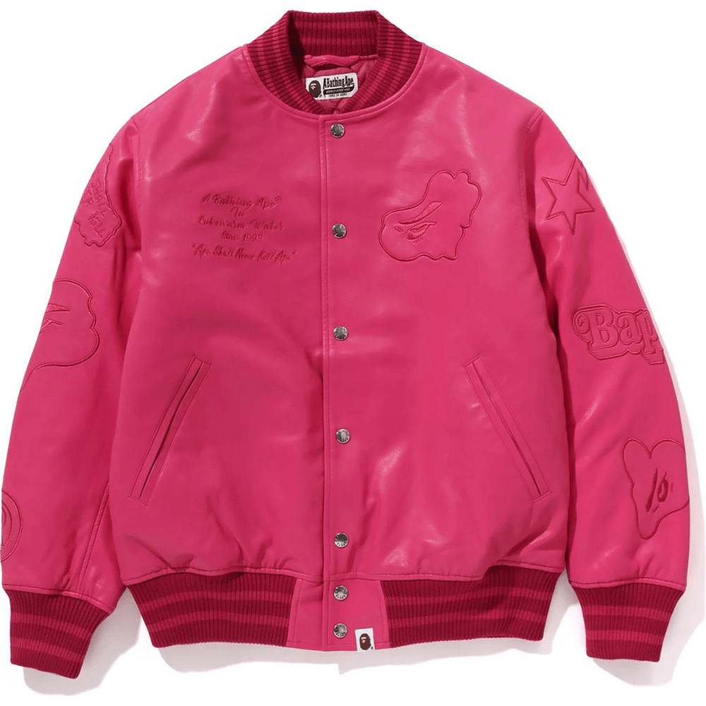 Bape MULTI LOGO VARSITY JACKET LADIES Pink