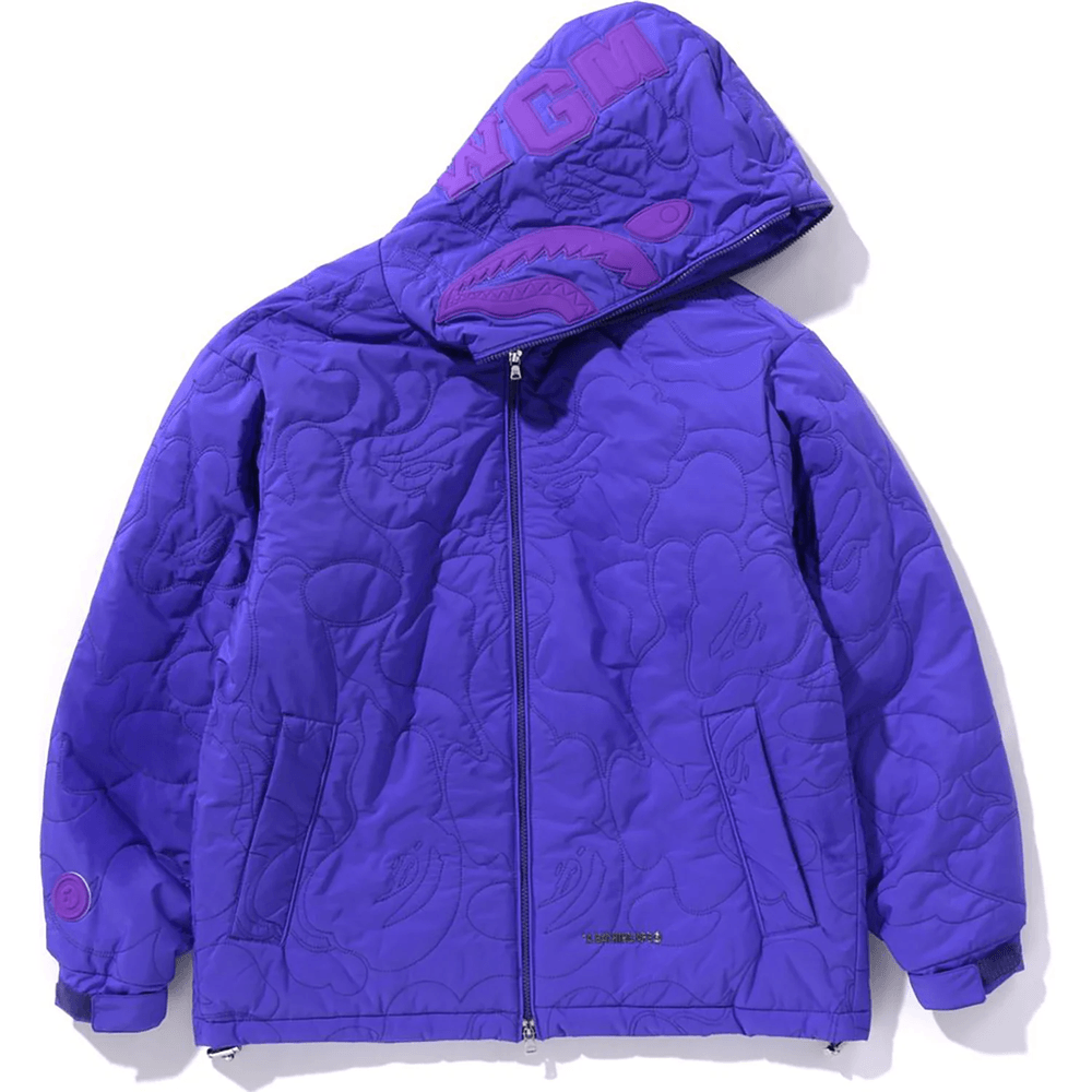 Bape LINE CAMO QUILTED NYLON SHARK FULL ZIP JACKET MENS Purple