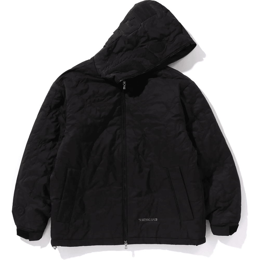 Bape LINE CAMO QUILTED NYLON SHARK FULL ZIP JACKET MENS Black