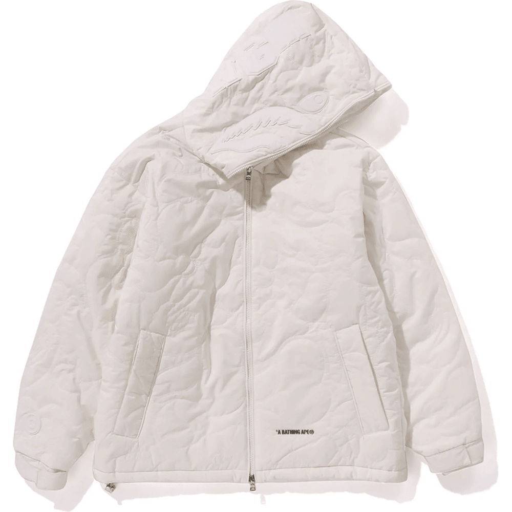 Bape LINE CAMO QUILTED NYLON SHARK FULL ZIP JACKET MENS Ivory