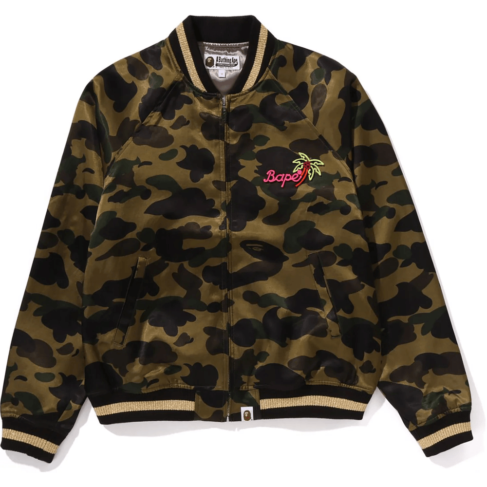 Bape 1ST CAMO NEON APE HEAD SOUVENIR JACKET LADIES Green