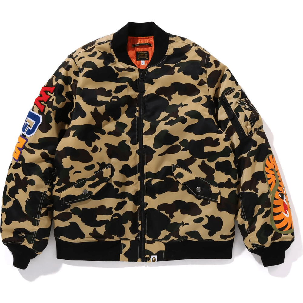 Bape 1ST CAMO SHARK MA-1 JACKET MENS Yellow