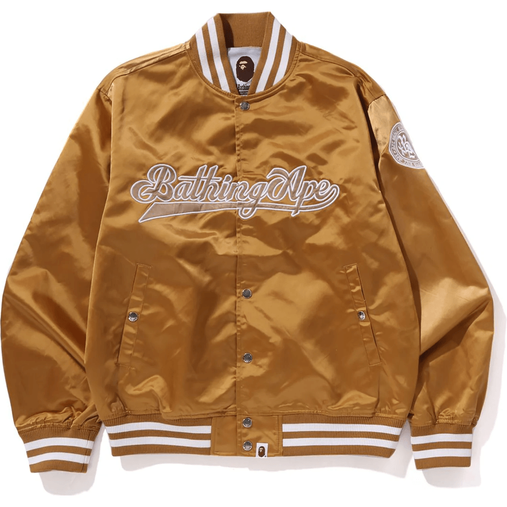 Bape BASEBALL VARSITY JACKET MENS Beige