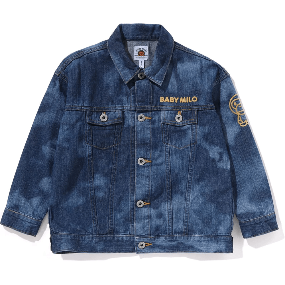 Bape MILO HIGH TONE BLEACH LOOSE FIT 10OZ DENIM JACKET KIDS Indigo