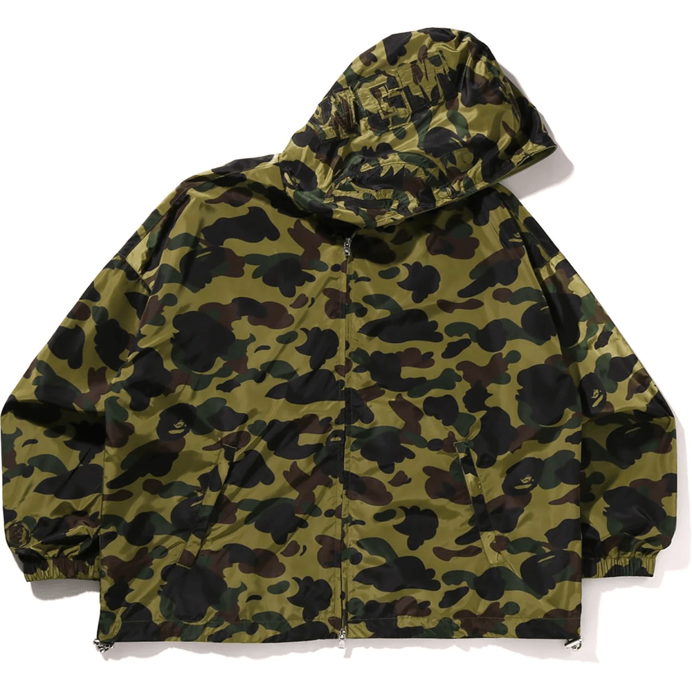 Bape 1ST CAMO JACQUARD SHARK FULL ZIP JACKET MENS Green
