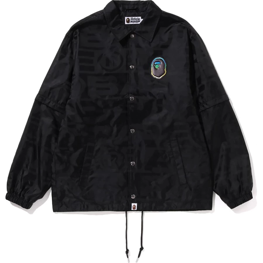 Bape Lux, Giacca Coach Staccabile In Jaquard Con Motivo Sportivo Da Uomo