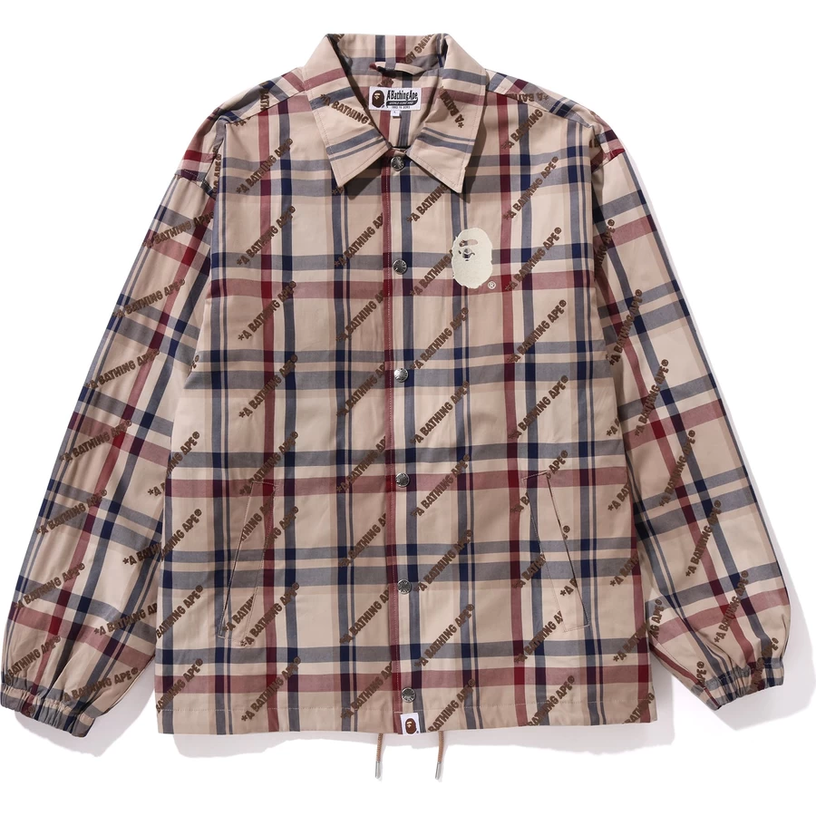 Bape A BATHING APE LOGO CHECK PATTERN COACH JACKET MENS
