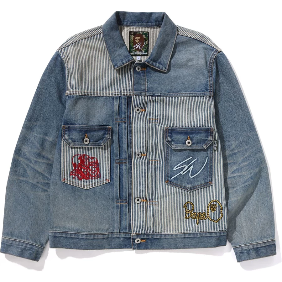 Bape BAPE X SEAN WOTHERSPOON EMBROIDERY DENIM JACKET MENS