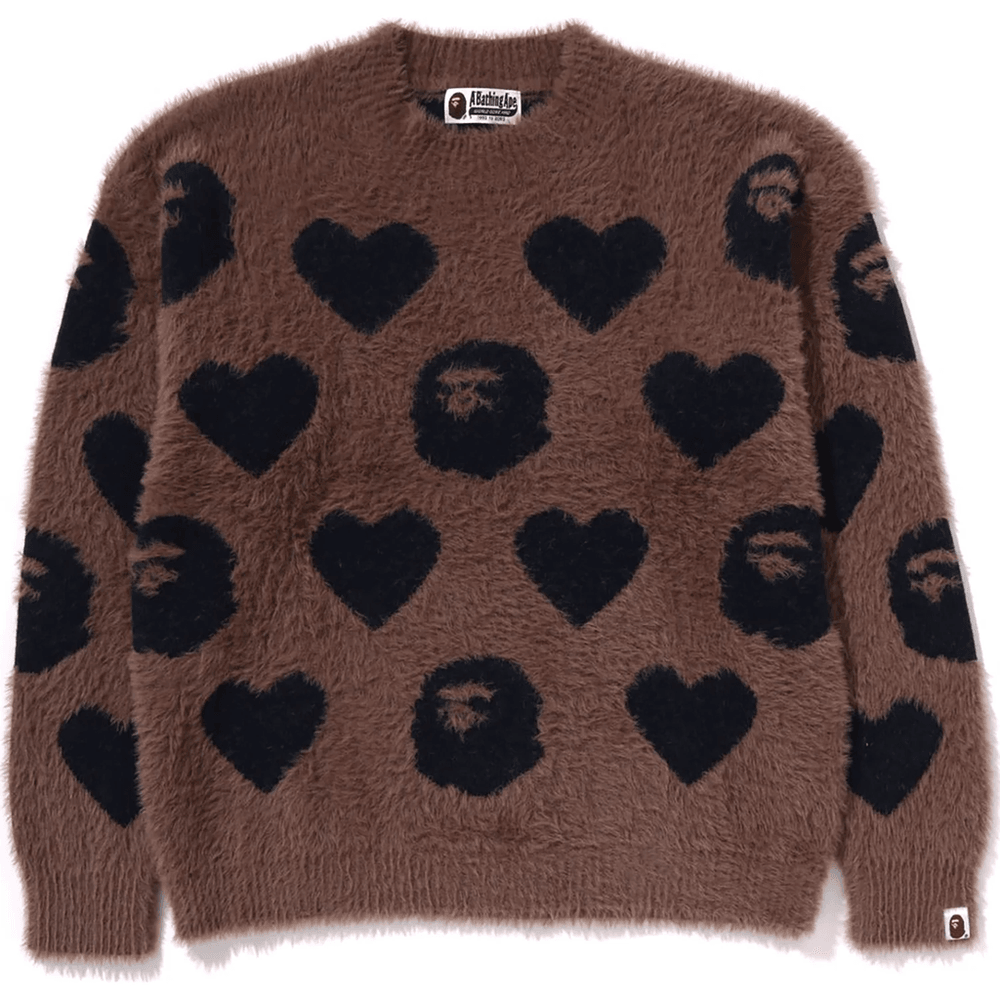 I LOVE BAPE MONOGRAM WOOL MIX SWEATER LADIES Brown