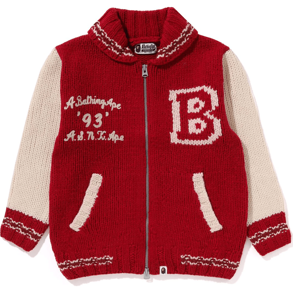 Bape A BATHING APE COWICHAN CARDIGAN LADIES Red