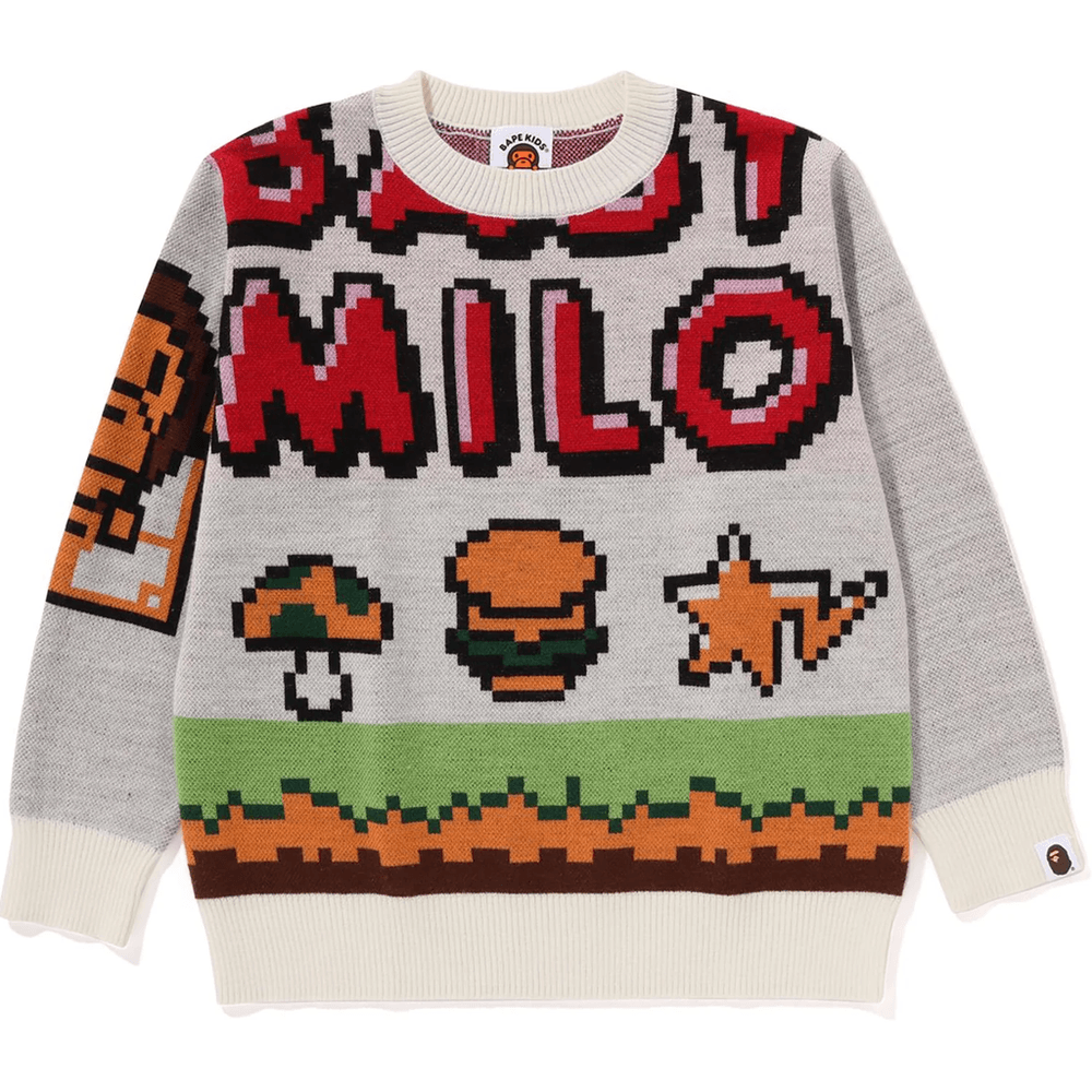 Bape MILO GAME MOTIF WOOL MIX SWEATER KIDS White