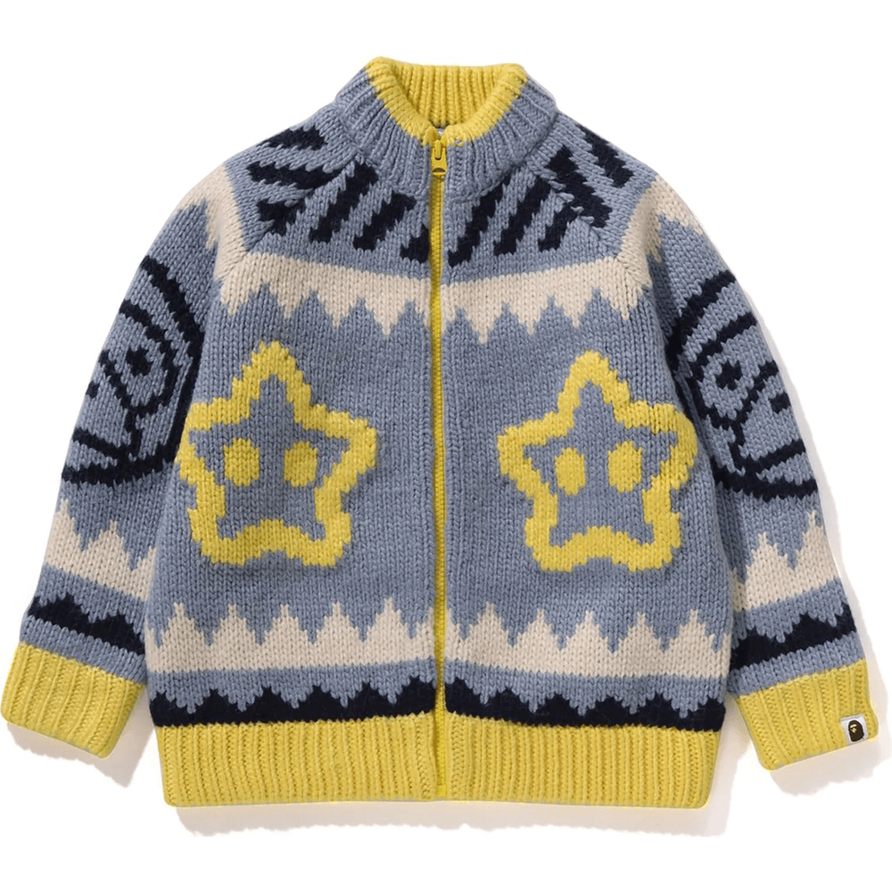 Bape BABY MILO WOOL MIX COWICHAN CARDIGAN KIDS Sax