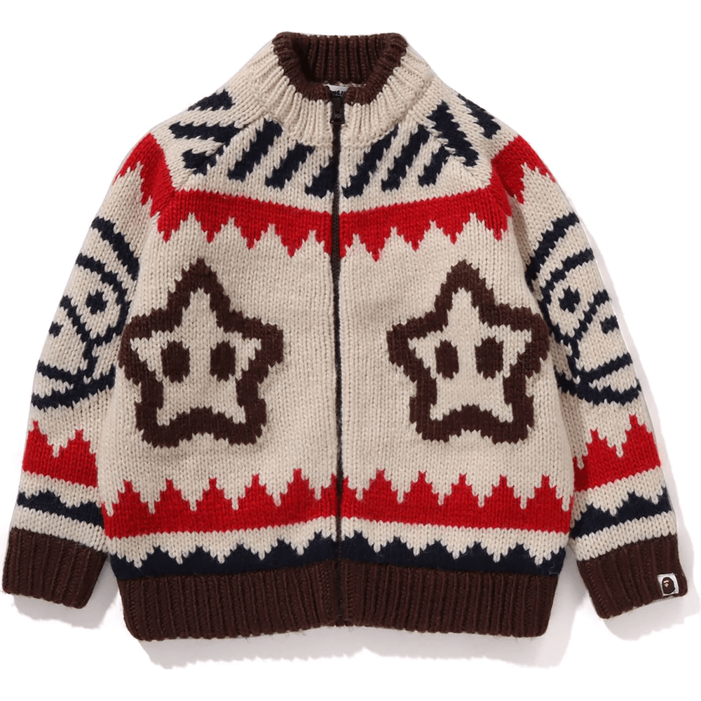Bape BABY MILO WOOL MIX COWICHAN CARDIGAN KIDS Ivory