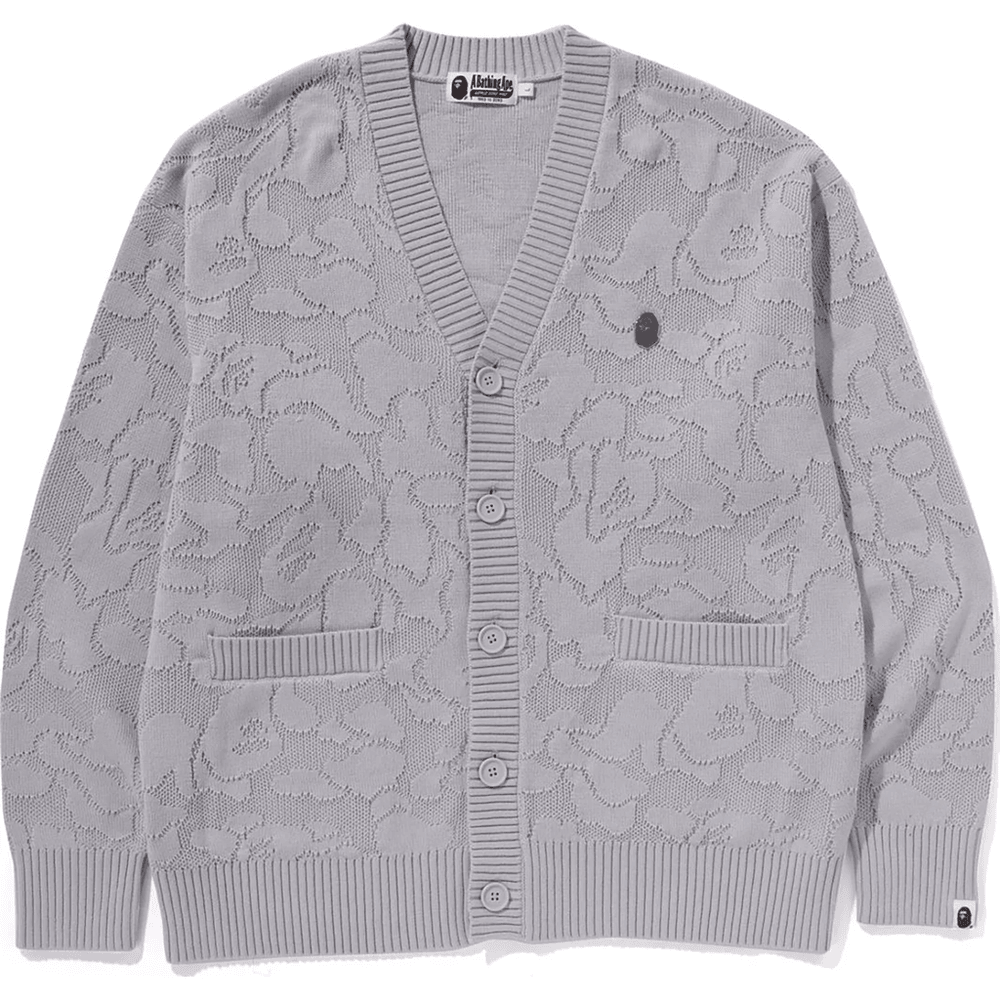 Bape SOLID CAMO JACQUARD ONE POINT CARDIGAN MENS Gray