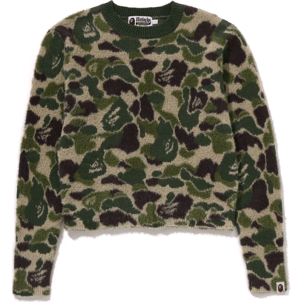Bape ABC CAMO SHAGGY SWEATER LADIES Green