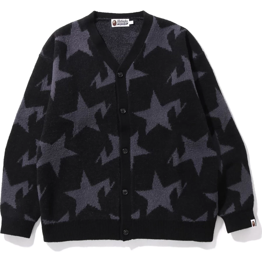 Bape STA PATTERN RELAXED FIT KNIT CARDIGAN MENS
