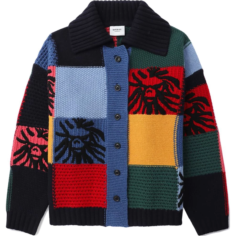 Bape BAPE BLACK HAND KNIT PATCHWORK SWEATER MENS