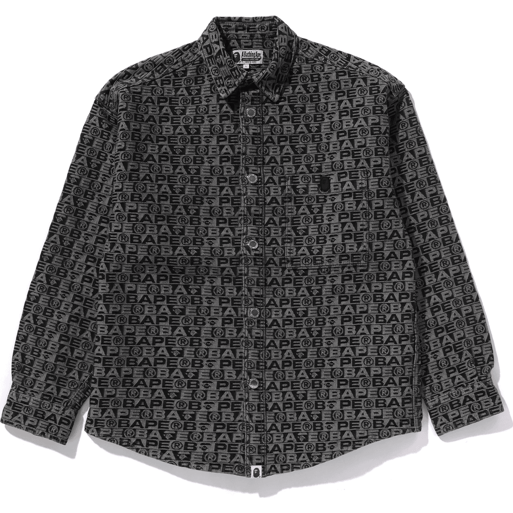 Bape LUX SPORT PATTERN JACQUARD 10OZ DENIM SHIRTS MENS Black