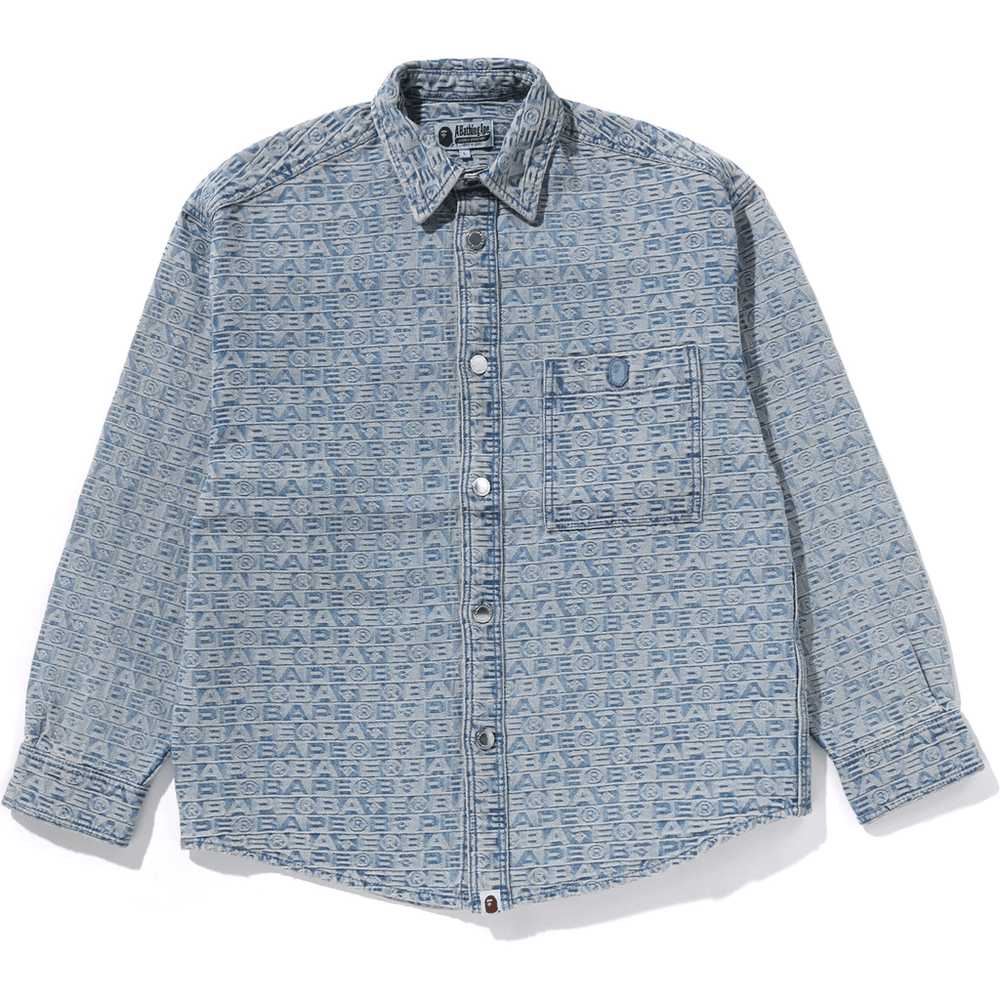 Bape LUX SPORT PATTERN JACQUARD 10OZ DENIM SHIRTS MENS Light Indigo
