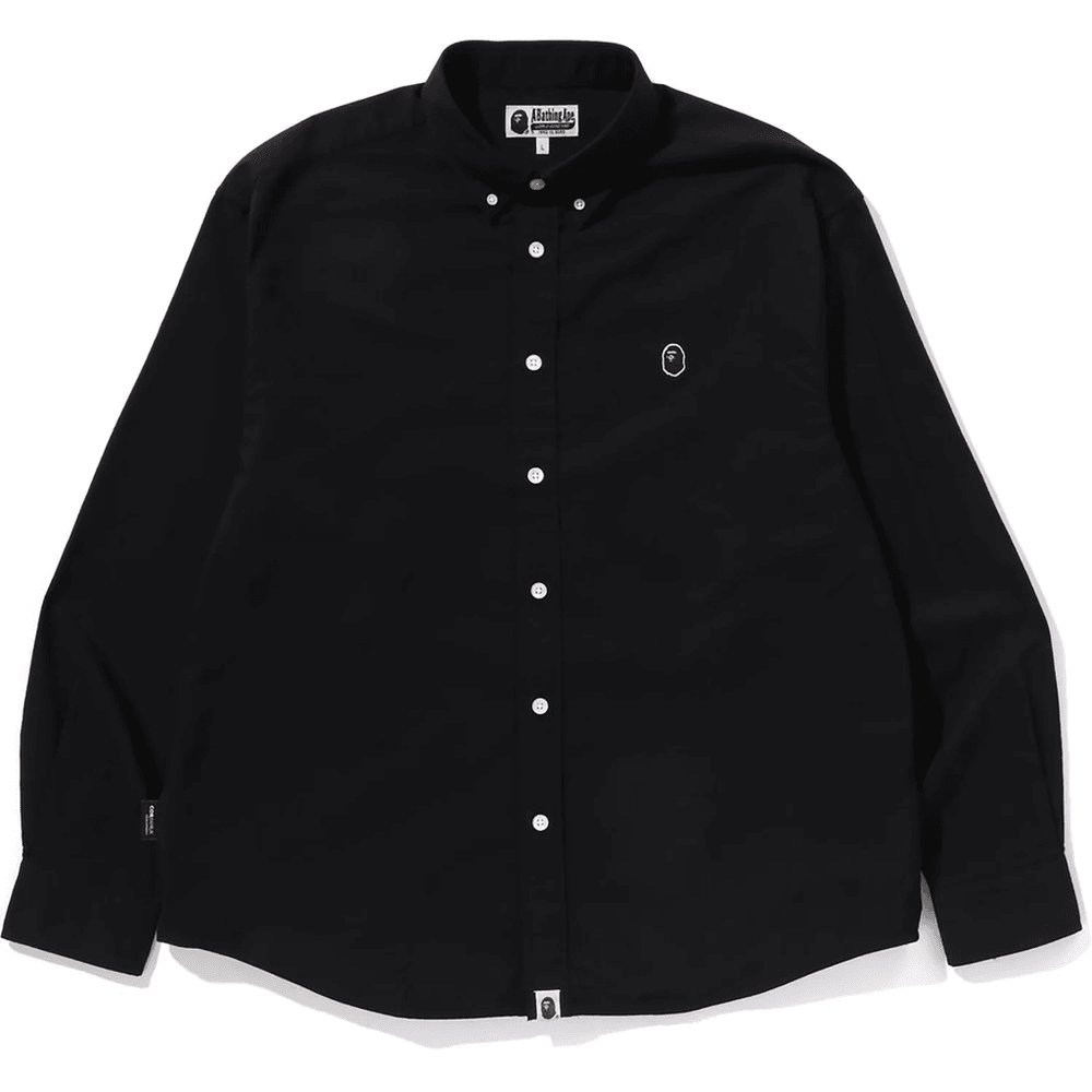 Bape ONE POINT OXFORD LS SHIRT MENS Black