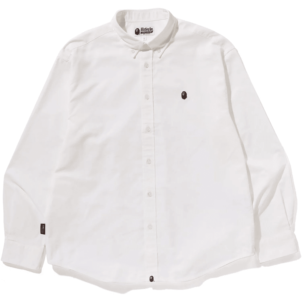 Bape ONE POINT OXFORD LS SHIRT MENS White