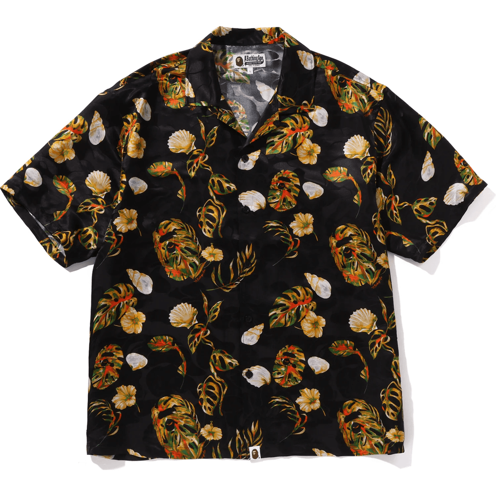 Bape VACATION PATTERN OPEN COLLAR SS SHIRT MENS Black